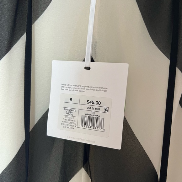 New CHRISTOPHER JOHN ROGERS X TARGET Chevron Dress Sleeveless Black White - Picture 9 of 9